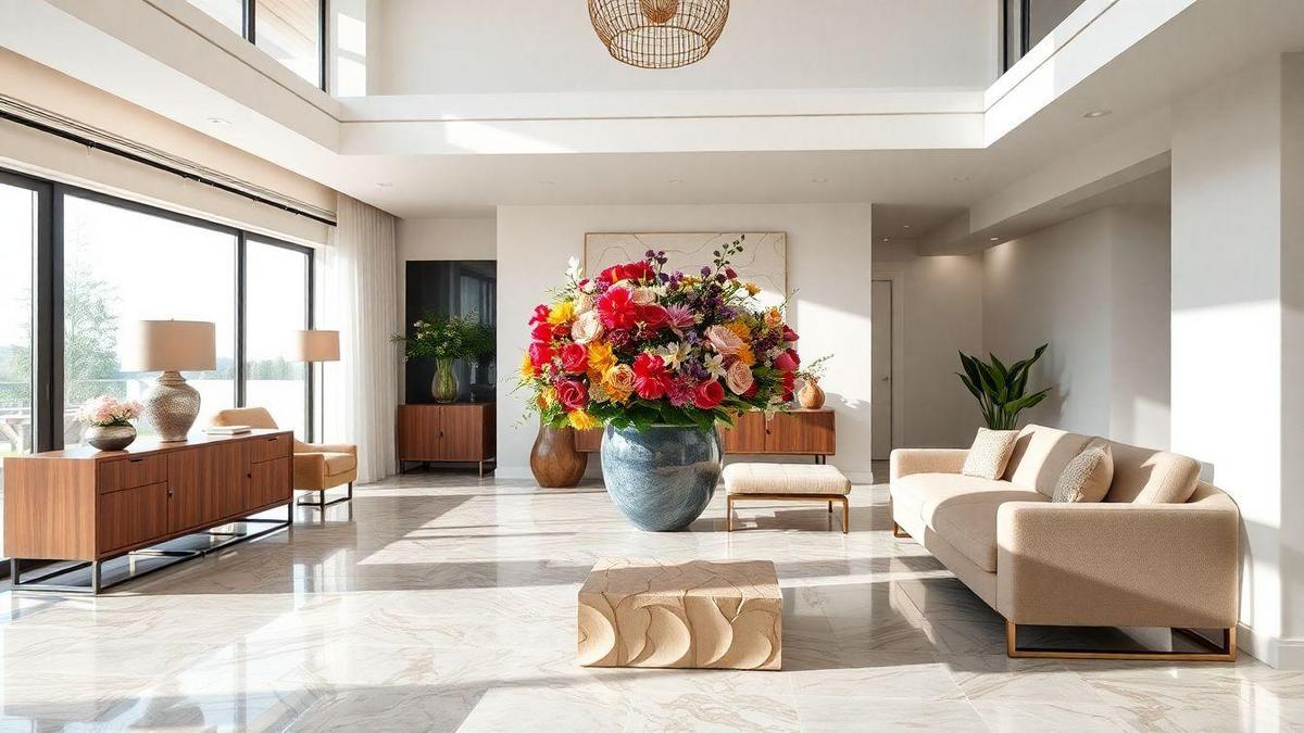 Combinações de mármore com outros elementos decorativos
