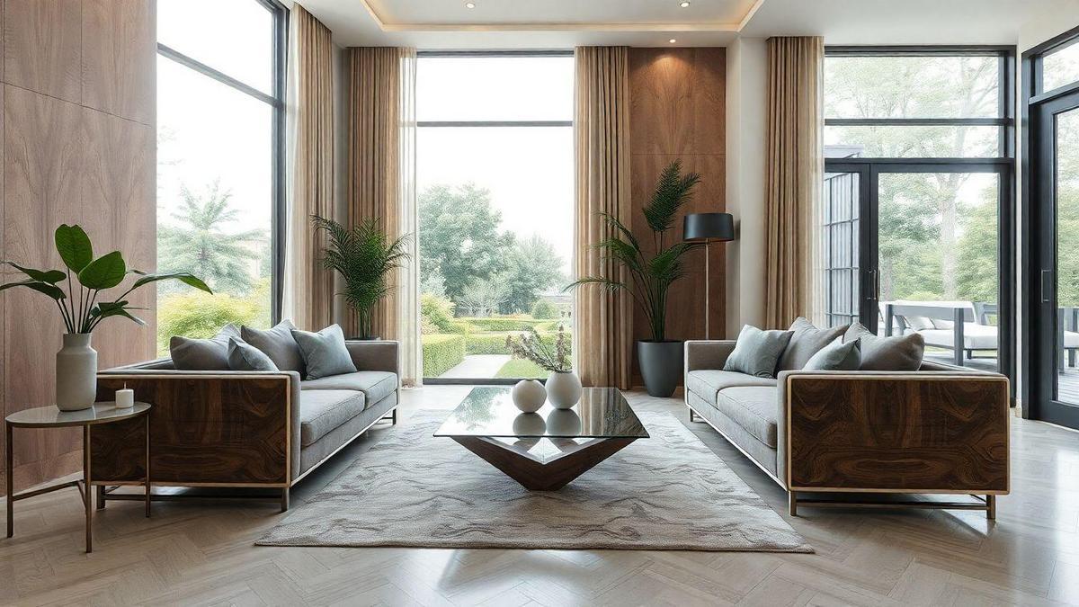 Inspiração de design de interiores com mármore e vidro