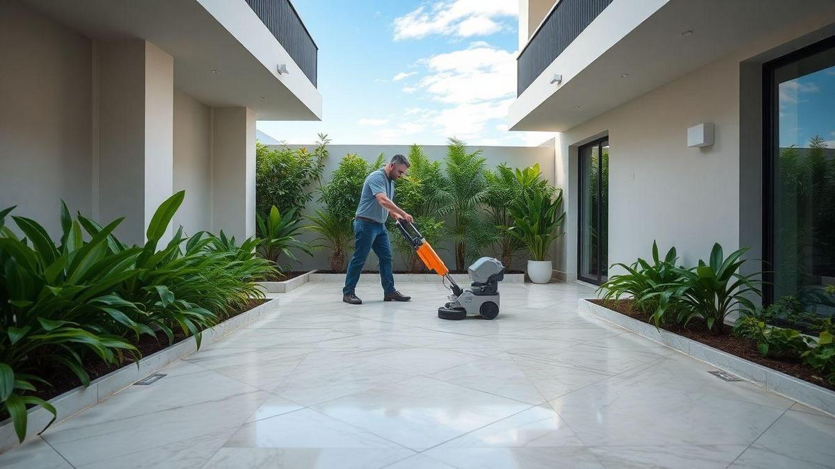 Manutenção do mármore em áreas externas